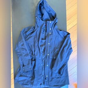 J. Crew Dark Navy Hooded Raincoat